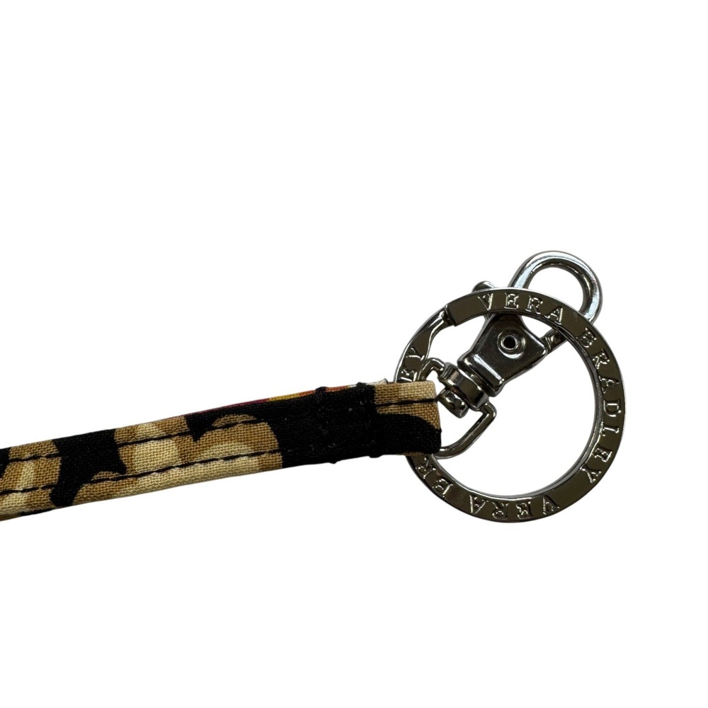Vera Bradley Suzani Lanyard Keyring Lobster Clasp Retired Print Black Tan Floral - Picture 2 of 6